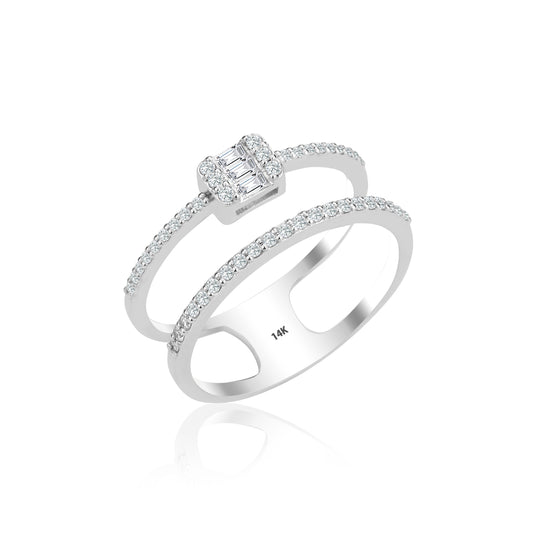 Modern Split Shank Diamond Ring