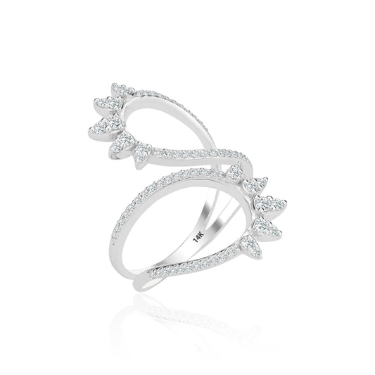 Patterned Diamond 14K White Gol Ring