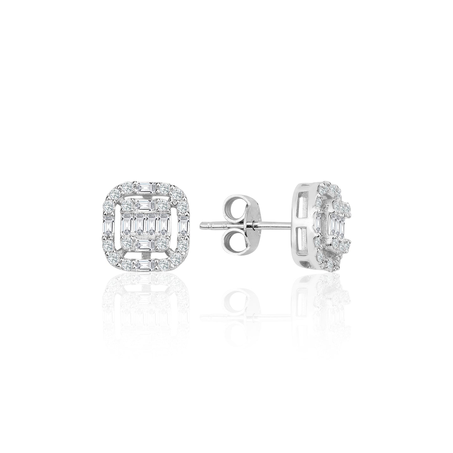 14K White Sparkling Earrings