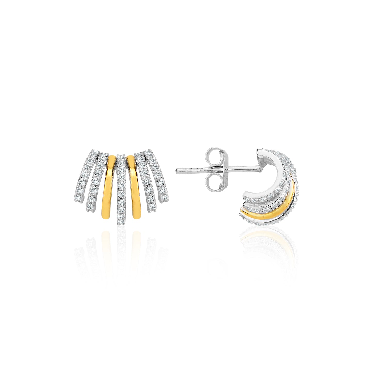 Yellow and White Diamond Earrings